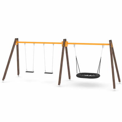 Doppel-Schaukel mit Vogelnest – WOODEN SWING WD1497