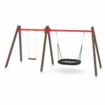 Schaukel mit Schaukelsitz und Vogelnest – WOODEN SWING WD1492 - 72ed wd1492c21s