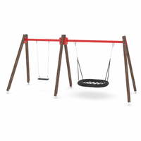 Schaukel mit Schaukelsitz und Vogelnest - WOODEN SWING WD1492 – Bild 3