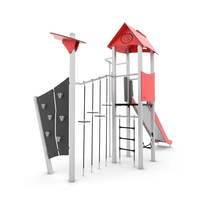 Spielturm mit Rutsche, Balancier- und Kletterelementen - STEEL+ 1703 – Bild 4