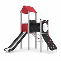 Spielturm mit Rutsche, Kriechrohr und Kletterelementen - STEEL 0202-1 – Bild 5