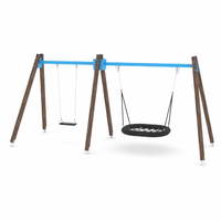 Schaukel mit Schaukelsitz und Vogelnest - WOODEN SWING WD1492 – Bild 4