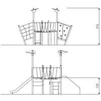 Spielturm mit Rutsche, Wackelbrücke und Kletterelementen - STEEL+ 1706 – Bild 8