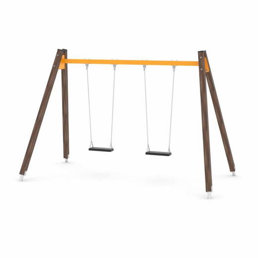8b9e-wd1422-1c61s Doppel-Schaukel mit Schaukelsitzen – WOODEN SWING WD1422-1 - 8b9e wd1422 1c61s