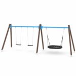 Doppel-Schaukel mit Vogelnest – WOODEN SWING WD1497 - 9077 wd1494c31s