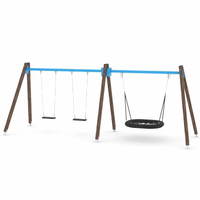 Doppel-Schaukel mit Vogelnest - WOODEN SWING WD1497 – Bild 4