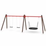 Doppel-Schaukel mit Vogelnest – WOODEN SWING WD1497 - 95ae wd1494c21s