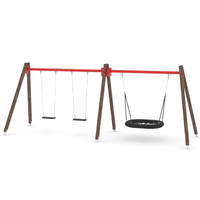 Doppel-Schaukel mit Vogelnest - WOODEN SWING WD1497 – Bild 3