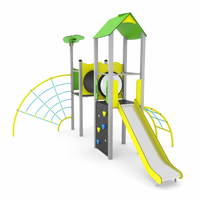 Spielturm Spinne mit Rutsche, Kriechrohr und Kletterelementen - STEEL 0204