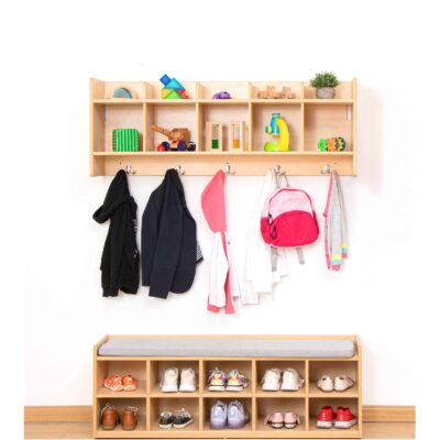 Garderobe mit 5 Plätzen – Set aus Wandgarderobe & Schuhregal mit Sitzkissen