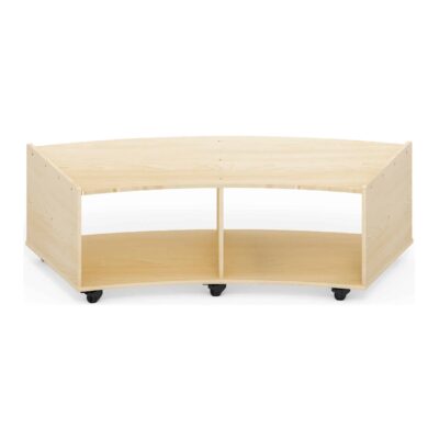 Mobiles Viertelkreis-Regal mit Rollen, 2 Fächer