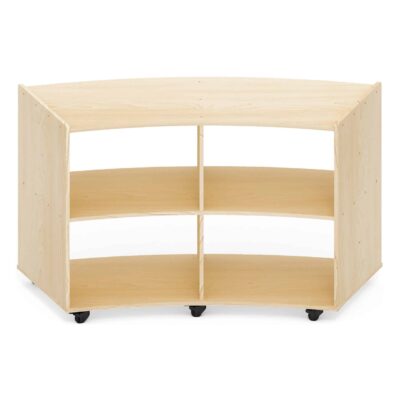 Mobiles Viertelkreis-Regal mit Rollen, 4 Fächer