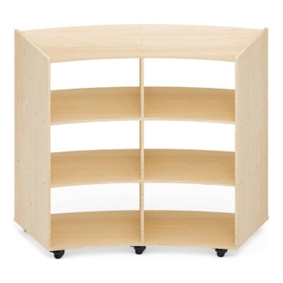 Mobiles Viertelkreis-Regal mit Rollen, 6 Fächer