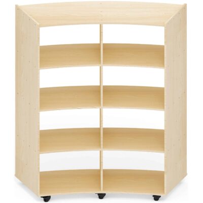 Mobiles Viertelkreis-Regal mit Rollen, 8 Fächer