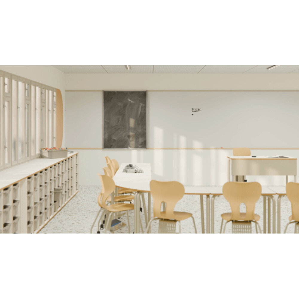 Rectangle Lehrertisch mit Schubfach und Sichtschutzblende - Primary school classroom Small3 1000
