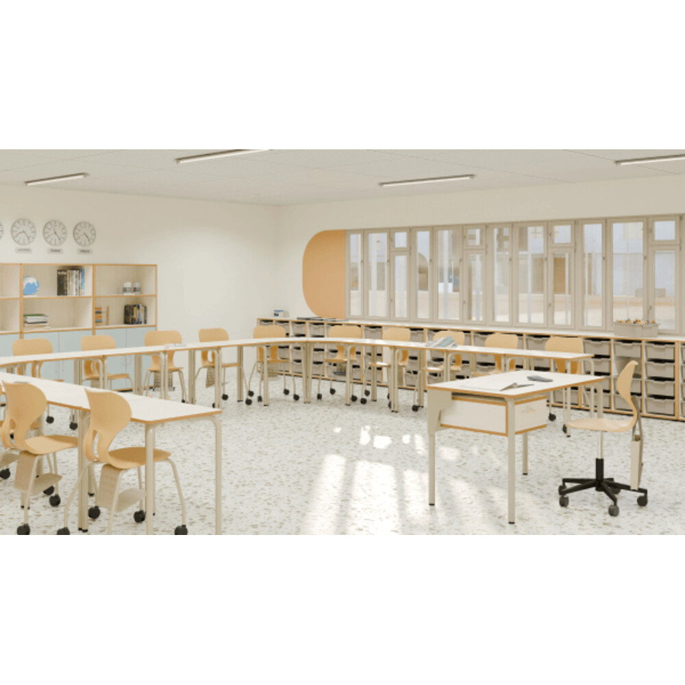 Rectangle Lehrertisch mit Schubfach und Sichtschutzblende - Primary school classroom Small4 1000