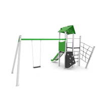 Spielturm mit Rutsche, Schaukel und Kletterelementen - STEEL+ 1705 – Bild 3