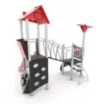 Spielturmanlage mit Rutsche, Brücke und Kletterelementen – STEEL+ 1707 - a877 1707c2e1s