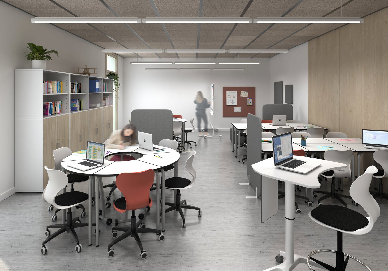 Moon – Höhenverstellbarer Sitz-Stehtisch mit 4 Rollen - aula de aprendizaje 17 min