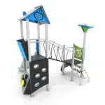 Spielturmanlage mit Rutsche, Brücke und Kletterelementen – STEEL+ 1707 - b0a8 17071s 2