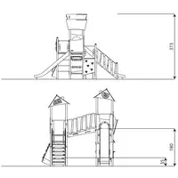 Spielanlage mit Rutsche, Brücke, Treppe und Kletterelementen - STEEL+ 1709 – Bild 8