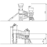 Spielanlage Ritter mit 4 Türmen, Rutsche und Kletterelementen - STEEL+ 1712 – Bild 8