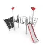 Spielturm mit Rutsche, Wackelbrücke und Kletterelementen – STEEL+ 1706 - c5a6 1706c2e1s
