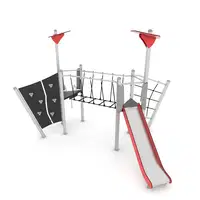 Spielturm mit Rutsche, Wackelbrücke und Kletterelementen - STEEL+ 1706 – Bild 4