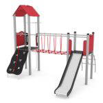 Spielturm mit Rutsche, Wackelbrücke und Kletterelementen – STEEL 0203-1 - c970 0203c21s