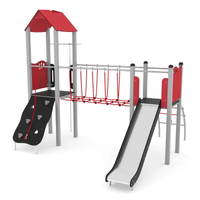Spielturm mit Rutsche, Wackelbrücke und Kletterelementen - STEEL 0203-1 – Bild 4
