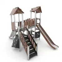Spielanlage mit Rutsche, Brücke, Treppe und Kletterelementen - STEEL+ 1709 – Bild 6