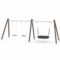 Doppel-Schaukel mit Vogelnest - WOODEN SWING WD1497 – Bild 8
