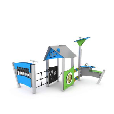 Spielhaus mit Xylophon, Zeichentisch und Labyrinthfenster - STEEL+ 1723