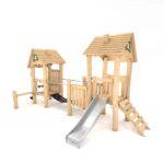 Spielturmanlage mit 2 Türmen, Rutsche und Wackelbrücke – ROBINIA RB1207 - d5a0 rb12071s