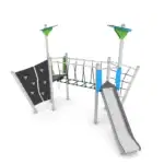Spielturm mit Rutsche, Wackelbrücke und Kletterelementen – STEEL+ 1706 - d770 17061s 4