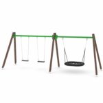 Doppel-Schaukel mit Vogelnest – WOODEN SWING WD1497 - e1c2 wd1494c11s