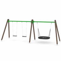 Doppel-Schaukel mit Vogelnest - WOODEN SWING WD1497 – Bild 2