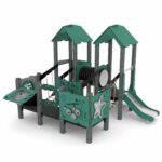 Spielturm-Anlage mit 2 Türmen, Rutsche und Spielwänden – RECYCLED RC1503 - edee rc15031s