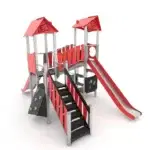 Spielanlage mit Rutsche, Brücke, Treppe und Kletterelementen – STEEL+ 1709 - ee92 1709c2e1s