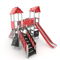 Spielanlage mit Rutsche, Brücke, Treppe und Kletterelementen - STEEL+ 1709 – Bild 4
