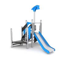 Spielturm mit Rutsche, Treppe, Klettersteine und Spielwand - STEEL+ 1701 – Bild 5