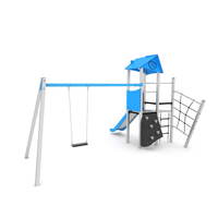 Spielturm mit Rutsche, Schaukel und Kletterelementen - STEEL+ 1705 – Bild 5