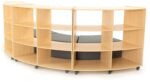 Mobiles Viertelkreis-Regal mit Rollen, 8 Fächer - viertelkreisregal1