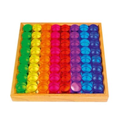 Lichtbauzylinder im Holzrahmen, 64 teilig