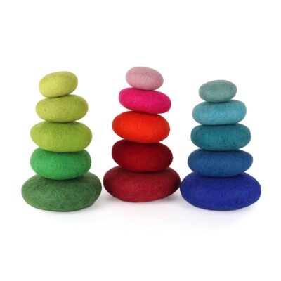 Filzkieselstein-Set Bunt, 15 Stück
