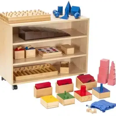 Montessori-Lernwagen mit 13 Grundmaterialien
