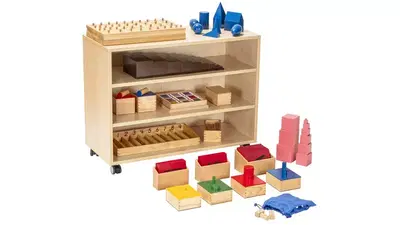 Montessori-Lernwagen mit 13 Grundmaterialien