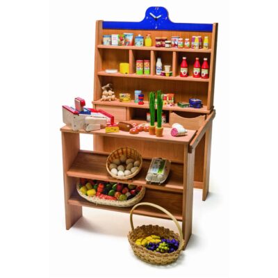 Kaufladen mit 2 Schubladen, Lernuhr und Theke