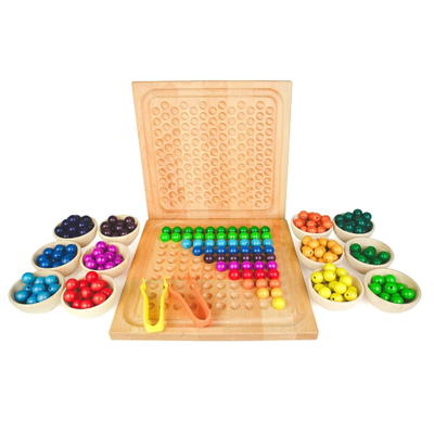 Perlenbrett-Set aus Buche, 256 tlg.