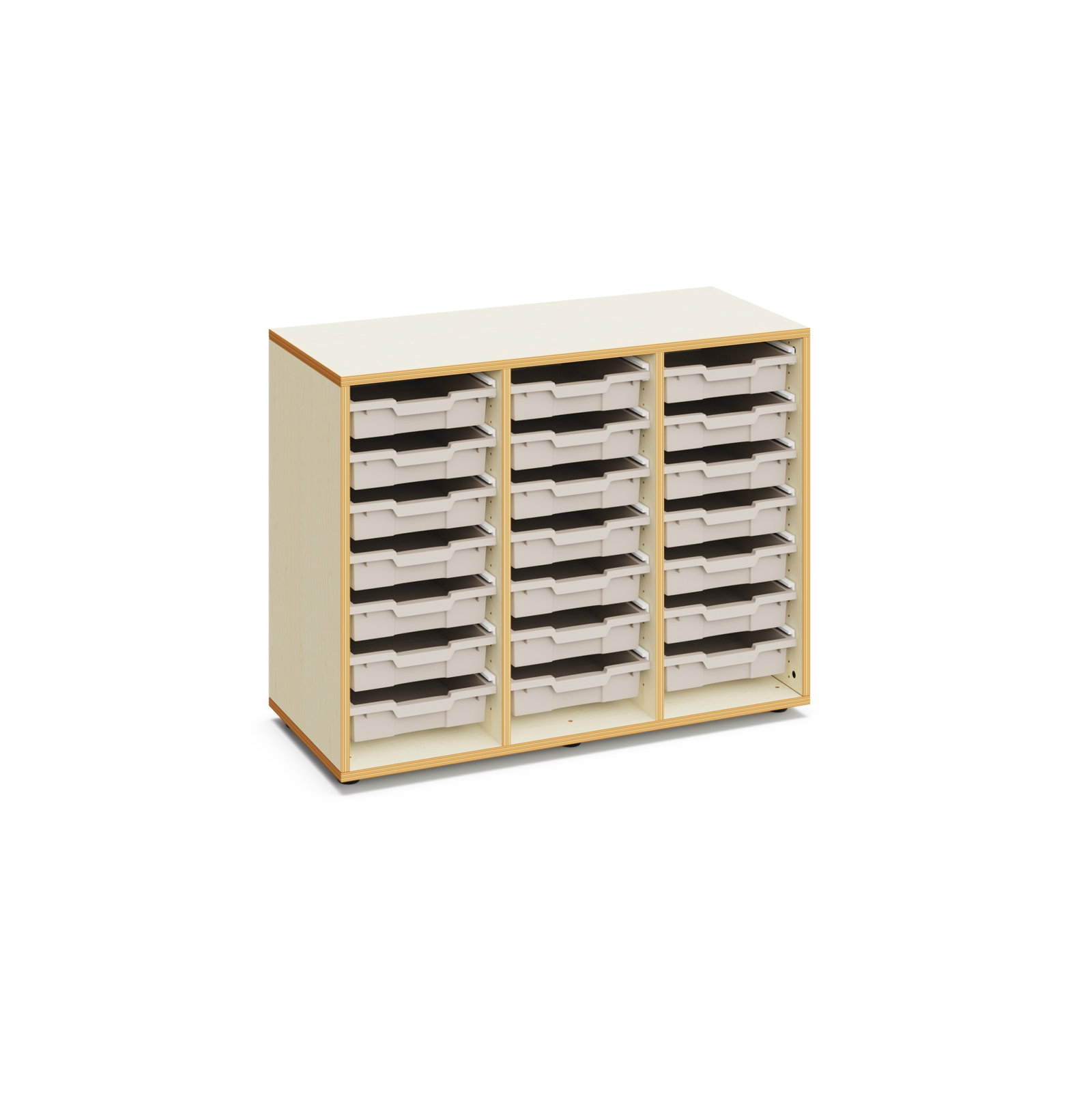 Regal Grace mit 21 flachen Kunststoffboxen